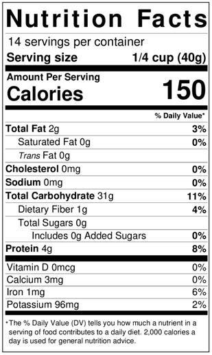 Finger Millet Flour NUTRITION FACTS