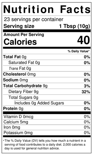 Guar Gum Powder NUTRITION FACTS