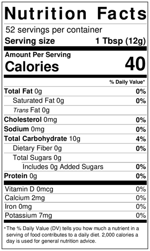 Potato Starch NUTRITION FACTS