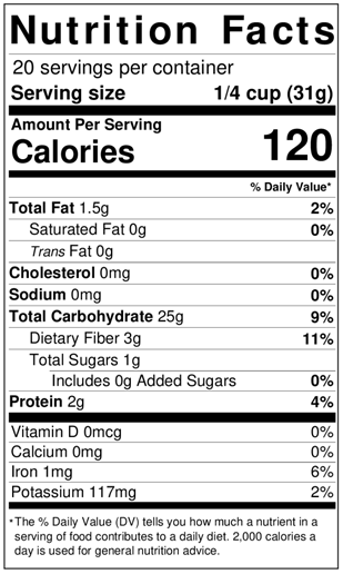 White Corn Flour NUTRITION FACTS